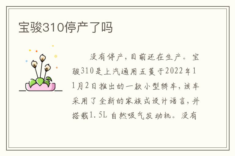 宝骏310停产了吗