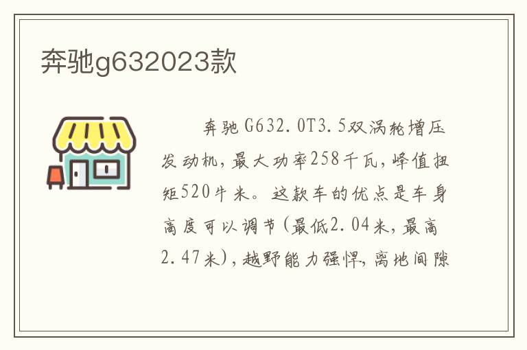 奔驰g632023款