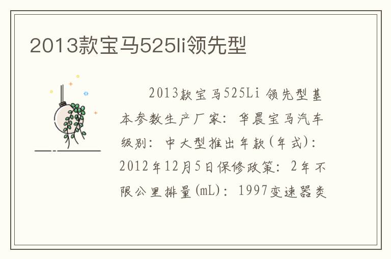 2013款宝马525li领先型