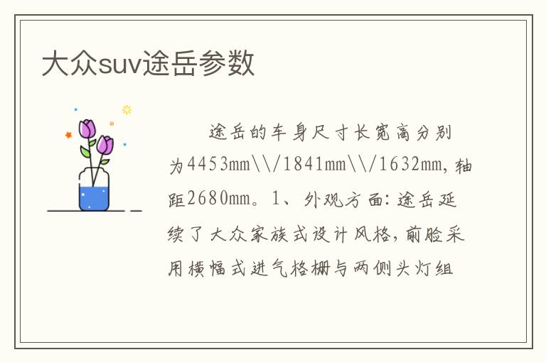 大众suv途岳参数